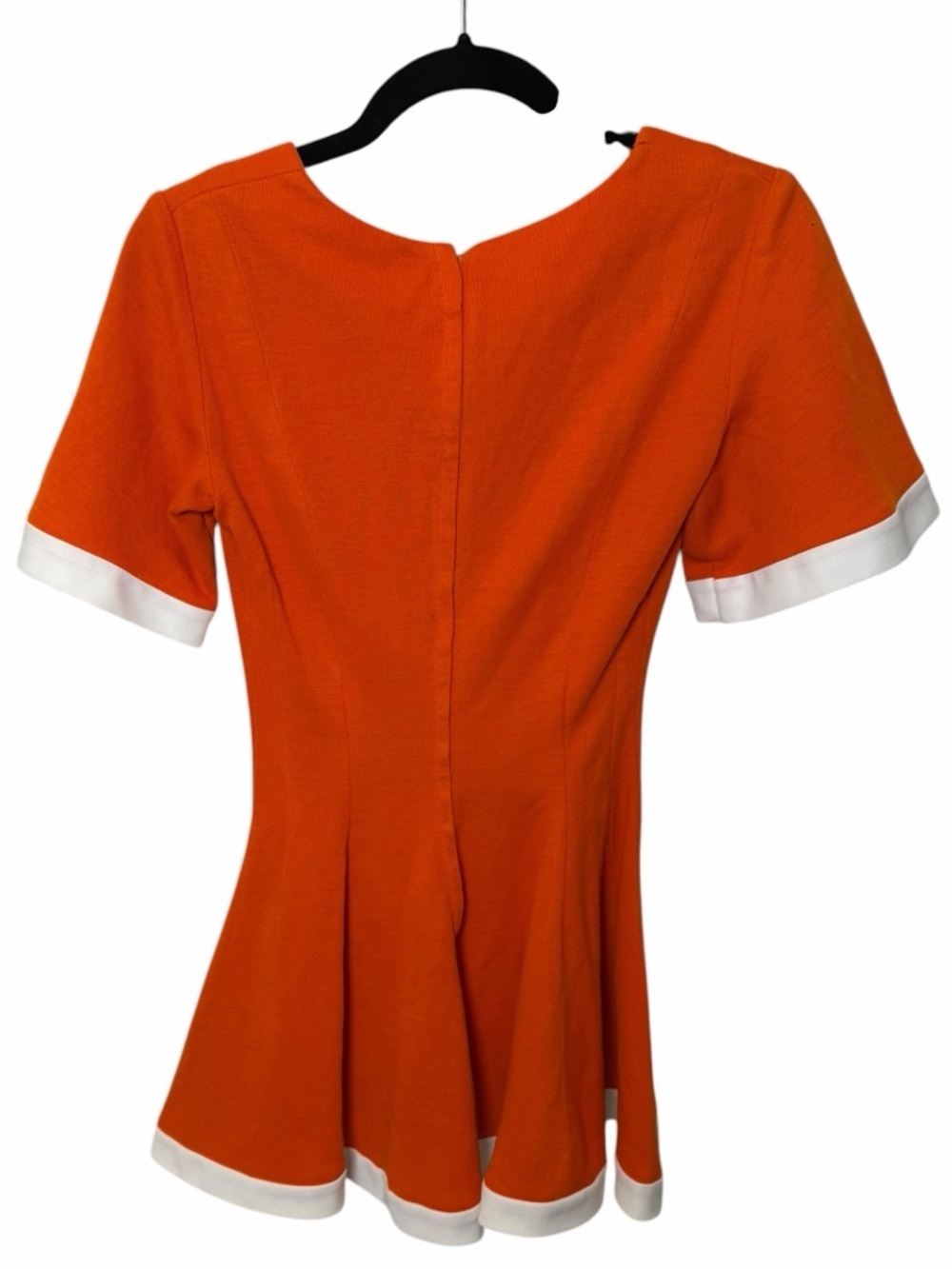 Vintage 60s Mod Micro Mini Dress Vibrant Orange White Contrast Fit and Flare S - Picture 6 of 9